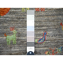 Load image into Gallery viewer, 8&#39;x9&#39;5&quot; Wolf Gray, Hand Knotted, Folk Art Willow And Cypress Tree Design Peshawar, Borderless, Shiny And Soft Wool, Oriental Rug FWR447864