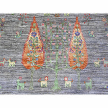 Load image into Gallery viewer, 8&#39;x9&#39;5&quot; Wolf Gray, Hand Knotted, Folk Art Willow And Cypress Tree Design Peshawar, Borderless, Shiny And Soft Wool, Oriental Rug FWR447864