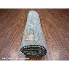 Load image into Gallery viewer, 8&#39;x9&#39;5&quot; Wolf Gray, Hand Knotted, Folk Art Willow And Cypress Tree Design Peshawar, Borderless, Shiny And Soft Wool, Oriental Rug FWR447864