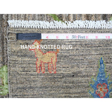 Load image into Gallery viewer, 8&#39;x9&#39;5&quot; Wolf Gray, Hand Knotted, Folk Art Willow And Cypress Tree Design Peshawar, Borderless, Shiny And Soft Wool, Oriental Rug FWR447864