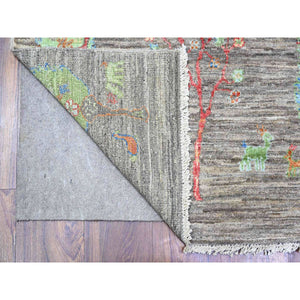 5'x6'8" Ice Gray, Natural Dyes, Ethnic Large Scale Tree Design, Extra Soft Wool, Hand Knotted, Afghan Aryana Collection, Oriental Rug FWR447876