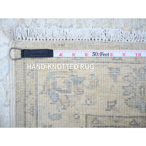 2'6"x12'2" Gray Goose, Washed Out Peshawar With Faded Colors, Vegetable Dyes, Extra Soft Wool, Hand Knotted, Runner Oriental Rug FWR447882