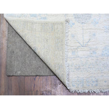 Load image into Gallery viewer, 3&#39;1&quot;x11&#39;7&quot; Frost White, Vegetable Dyes, Washed Out Peshawar With Faded Designs, Extra Soft Wool, Hand Knotted, Runner Oriental Rug FWR447894