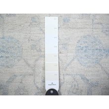 Load image into Gallery viewer, 3&#39;1&quot;x11&#39;7&quot; Frost White, Vegetable Dyes, Washed Out Peshawar With Faded Designs, Extra Soft Wool, Hand Knotted, Runner Oriental Rug FWR447894