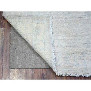 3'x4'10" Cream Color, Hand Knotted, White Wash Peshawar with Faded Design, Vegetable Dyes, 100% Wool, Oriental Rug FWR447906