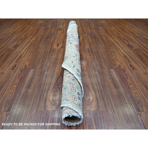 6'x6' Cement Gray, Willow Tree Design, Hand Knotted, High Grade Wool, Vegetable Dyes, Round Oriental Rug FWR447918