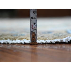 6'x6' Cement Gray, Willow Tree Design, Hand Knotted, High Grade Wool, Vegetable Dyes, Round Oriental Rug FWR447918