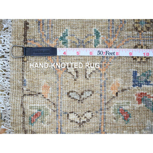 6'x6' Cement Gray, Willow Tree Design, Hand Knotted, High Grade Wool, Vegetable Dyes, Round Oriental Rug FWR447918