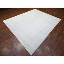 Load image into Gallery viewer, 7&#39;10&quot;x9&#39;5&quot; Anti-Flash White, Hand Knotted, White Wash Khotan Inspired Pomegranate Design, Shiny Wool, Oriental Rug FWR448002