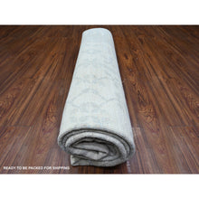 Load image into Gallery viewer, 7&#39;10&quot;x9&#39;5&quot; Anti-Flash White, Hand Knotted, White Wash Khotan Inspired Pomegranate Design, Shiny Wool, Oriental Rug FWR448002