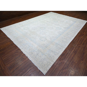 10'1"x14'4" Silver Chalice, White Wash Peshawar With Khotan Design, Organic Wool, Hand Knotted, Oriental Rug FWR448008