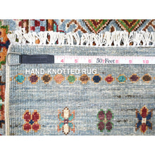Load image into Gallery viewer, 8&#39;2&quot;x11&#39;10&quot; Blue Gray, Super Kazak Khorjin Design With Colorful Tassels, Hand Knotted, Vibrant Wool, Oriental Rug FWR448056