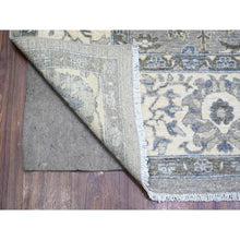 Load image into Gallery viewer, 7&#39;10&quot;x9&#39;9&quot; Electric Gray And Delicate White, Heriz All Over Design With Serrated Leaf Pattern, Pure Wool, Hand Knotted, Oriental Rug FWR448074