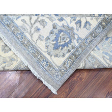 Load image into Gallery viewer, 7&#39;10&quot;x9&#39;9&quot; Electric Gray And Delicate White, Heriz All Over Design With Serrated Leaf Pattern, Pure Wool, Hand Knotted, Oriental Rug FWR448074