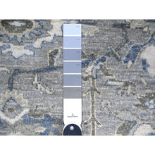 Load image into Gallery viewer, 7&#39;10&quot;x9&#39;9&quot; Electric Gray And Delicate White, Heriz All Over Design With Serrated Leaf Pattern, Pure Wool, Hand Knotted, Oriental Rug FWR448074