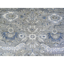 Load image into Gallery viewer, 7&#39;10&quot;x9&#39;9&quot; Electric Gray And Delicate White, Heriz All Over Design With Serrated Leaf Pattern, Pure Wool, Hand Knotted, Oriental Rug FWR448074