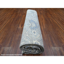 Load image into Gallery viewer, 7&#39;10&quot;x9&#39;9&quot; Electric Gray And Delicate White, Heriz All Over Design With Serrated Leaf Pattern, Pure Wool, Hand Knotted, Oriental Rug FWR448074