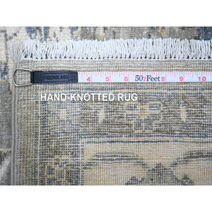 7'10"x9'9" Goose Gray, Fine Jacquard Hand Loomed, Modern, Wool and Silk, Oriental Rug FWR522144