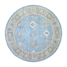Load image into Gallery viewer, 8&#39;x8&#39; Alaska Blue, All Over Mahal Design, Densely Woven, Soft Wool, Hand Knotted, Vegetable Dyes, Round Oriental Rug FWR448086