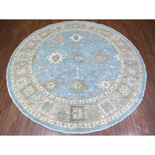 Load image into Gallery viewer, 8&#39;x8&#39; Alaska Blue, All Over Mahal Design, Densely Woven, Soft Wool, Hand Knotted, Vegetable Dyes, Round Oriental Rug FWR448086