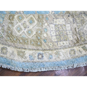 8'x8' Alaska Blue, All Over Mahal Design, Densely Woven, Soft Wool, Hand Knotted, Vegetable Dyes, Round Oriental Rug FWR448086