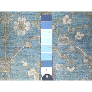 8'x8' Alaska Blue, All Over Mahal Design, Densely Woven, Soft Wool, Hand Knotted, Vegetable Dyes, Round Oriental Rug FWR448086