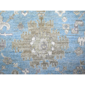8'x8' Alaska Blue, All Over Mahal Design, Densely Woven, Soft Wool, Hand Knotted, Vegetable Dyes, Round Oriental Rug FWR448086