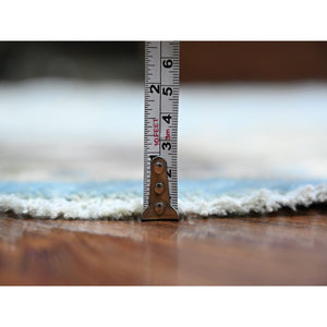 8'x8' Alaska Blue, All Over Mahal Design, Densely Woven, Soft Wool, Hand Knotted, Vegetable Dyes, Round Oriental Rug FWR448086