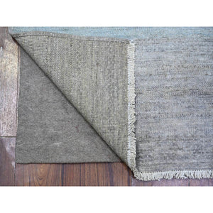 2'8"x9'5" Pastel Gray, Fine Kashkuli Gabbeh, Hand Knotted, Soft and Shiny Wool, Natural Dyes, Runner Oriental Rug FWR448128