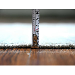 2'8"x9'5" Pastel Gray, Fine Kashkuli Gabbeh, Hand Knotted, Soft and Shiny Wool, Natural Dyes, Runner Oriental Rug FWR448128