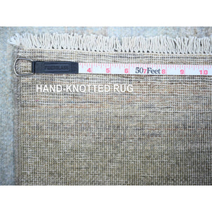 2'8"x9'5" Pastel Gray, Fine Kashkuli Gabbeh, Hand Knotted, Soft and Shiny Wool, Natural Dyes, Runner Oriental Rug FWR448128