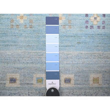 Load image into Gallery viewer, 2&#39;8&quot;x11&#39; Arctic Blue, Kashkuli Gabbeh Design Natural Dyes, Fine Weave Pure Wool Hand Knotted, Runner Oriental Rug FWR448140