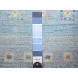 2'8"x11' Arctic Blue, Kashkuli Gabbeh Design Natural Dyes, Fine Weave Pure Wool Hand Knotted, Runner Oriental Rug FWR448140