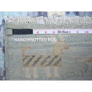 2'8"x11' Arctic Blue, Kashkuli Gabbeh Design Natural Dyes, Fine Weave Pure Wool Hand Knotted, Runner Oriental Rug FWR448140