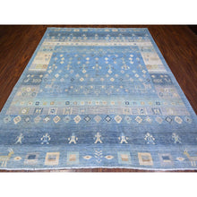 Load image into Gallery viewer, 8&#39;2&quot;x9&#39;7&quot; Queen Blue, Fine Kashkuli Gabbeh With Small Animals And Human Figurines, Pure Wool, Natural Dyes, Hand Knotted, Oriental Rug FWR448146