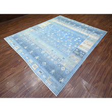 Load image into Gallery viewer, 8&#39;2&quot;x9&#39;7&quot; Queen Blue, Fine Kashkuli Gabbeh With Small Animals And Human Figurines, Pure Wool, Natural Dyes, Hand Knotted, Oriental Rug FWR448146