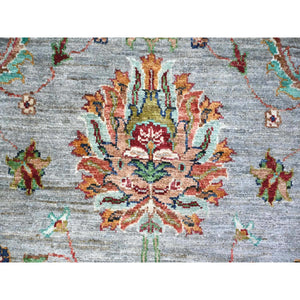 8'9"x11'10" Ash Gray, Sultani Motifs With Tabriz All Over Shah Abbas Design, Hand Knotted, High Quality Wool, Natural Dyes, Oriental Rug FWR448164