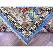 Load image into Gallery viewer, 8&#39;4&quot;x9&#39;9&quot; Crayola Blue, Afghan Ersari With Large Elements Design, Dense Weave, Organic Wool, Hand Knotted, Natural Dyes, Oriental Rug FWR448176