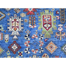 Load image into Gallery viewer, 8&#39;4&quot;x9&#39;9&quot; Crayola Blue, Afghan Ersari With Large Elements Design, Dense Weave, Organic Wool, Hand Knotted, Natural Dyes, Oriental Rug FWR448176