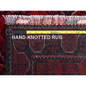 1'9"x4'10" Chili Red, Afghan Khamyab With Tribal Medallions Design, Hand Knotted, Soft And Velvety Wool, Vegetable Dyes, Short And Narrow Runner, Oriental Rug FWR4476