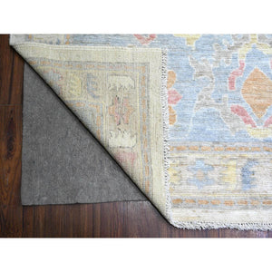 12'2"x16' Smoky White, Afghan Angora Oushak With All Over Floral Pattern, Hand Knotted, Natural Wool, Oversized Oriental Rug FWR448200