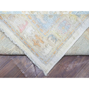 12'2"x16' Smoky White, Afghan Angora Oushak With All Over Floral Pattern, Hand Knotted, Natural Wool, Oversized Oriental Rug FWR448200