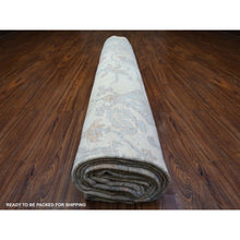 Load image into Gallery viewer, 12&#39;2&quot;x16&#39; Smoky White, Afghan Angora Oushak With All Over Floral Pattern, Hand Knotted, Natural Wool, Oversized Oriental Rug FWR448200