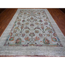 Load image into Gallery viewer, 8&#39;9&quot;x12&#39;1&quot; Misty Gray, Sultani Motif With Tabriz Shah Abbas Flower Design Featuring A Plain Border, 100% Wool, Hand Knotted, Oriental Rug FWR448224