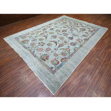 Load image into Gallery viewer, 8&#39;9&quot;x12&#39;1&quot; Misty Gray, Sultani Motif With Tabriz Shah Abbas Flower Design Featuring A Plain Border, 100% Wool, Hand Knotted, Oriental Rug FWR448224