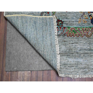 8'9"x12'1" Misty Gray, Sultani Motif With Tabriz Shah Abbas Flower Design Featuring A Plain Border, 100% Wool, Hand Knotted, Oriental Rug FWR448224