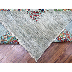 8'9"x12'1" Misty Gray, Sultani Motif With Tabriz Shah Abbas Flower Design Featuring A Plain Border, 100% Wool, Hand Knotted, Oriental Rug FWR448224