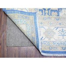 Load image into Gallery viewer, 7&#39;8&quot;x9&#39;7&quot; Bayern Blue, Soft And Vibrant Wool, Vegetable Dyes, Vintage Look Kazak With Geometric Elements, Hand Knotted, Oriental Rug FWR448350