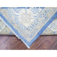 Load image into Gallery viewer, 7&#39;8&quot;x9&#39;7&quot; Bayern Blue, Soft And Vibrant Wool, Vegetable Dyes, Vintage Look Kazak With Geometric Elements, Hand Knotted, Oriental Rug FWR448350
