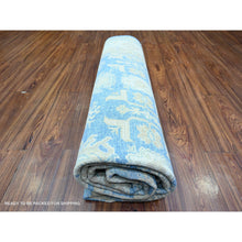 Load image into Gallery viewer, 7&#39;8&quot;x9&#39;7&quot; Bayern Blue, Soft And Vibrant Wool, Vegetable Dyes, Vintage Look Kazak With Geometric Elements, Hand Knotted, Oriental Rug FWR448350